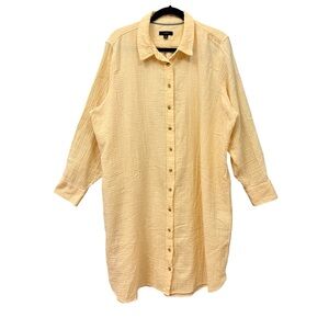J.Crew Gauze Shirt Dress Size 22 Butter Yellow Knee Length Button Front
